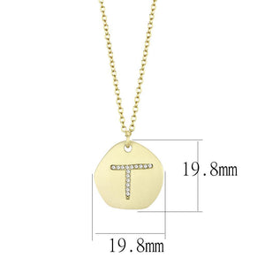LO4698 - Gold & Brush Brass Chain Pendant with Top Grade Crystal  in Clear