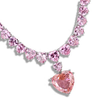 Load image into Gallery viewer, LO4705 - Rhodium Brass Necklace with AAA Grade CZ  in Rose