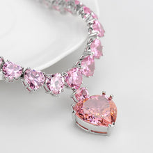 Load image into Gallery viewer, LO4705 - Rhodium Brass Necklace with AAA Grade CZ  in Rose
