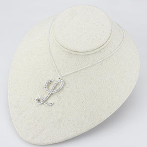 LO4709 - Silver Brass Chain Pendant with Top Grade Crystal  in Clear
