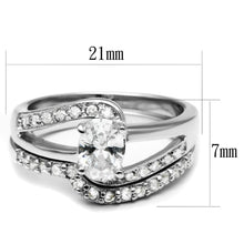 Load image into Gallery viewer, LO4712 - Rhodium Brass Ring with AAA Grade CZ  in Clear