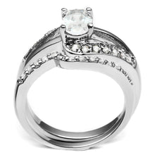 Load image into Gallery viewer, LO4712 - Rhodium Brass Ring with AAA Grade CZ  in Clear