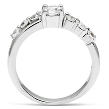 Load image into Gallery viewer, LO4713 - Rhodium Brass Ring with AAA Grade CZ  in Clear