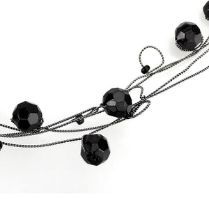 LO4714 - Ruthenium White Metal Necklace with Synthetic Synthetic Glass in Jet