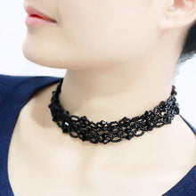 Load image into Gallery viewer, LO4718 - Rhodium Brass Necklace with Synthetic Synthetic Glass in Jet