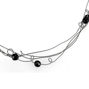 LO4719 - Ruthenium White Metal Necklace with Synthetic Synthetic Glass in Jet