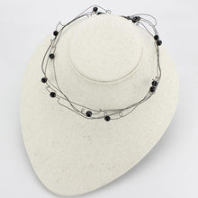 Load image into Gallery viewer, LO4719 - Ruthenium White Metal Necklace with Synthetic Synthetic Glass in Jet