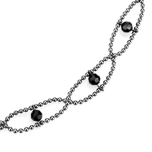 LO4723 - Ruthenium White Metal Necklace with Synthetic Synthetic Glass in Jet