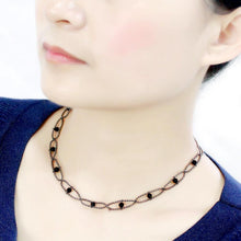 Load image into Gallery viewer, LO4723 - Ruthenium White Metal Necklace with Synthetic Synthetic Glass in Jet
