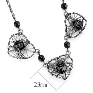 LO4728 - Ruthenium White Metal Necklace with Synthetic Synthetic Glass in Jet