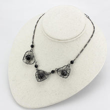 Load image into Gallery viewer, LO4728 - Ruthenium White Metal Necklace with Synthetic Synthetic Glass in Jet