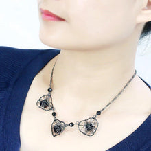 Load image into Gallery viewer, LO4728 - Ruthenium White Metal Necklace with Synthetic Synthetic Glass in Jet