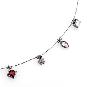 LO4729 - Ruthenium White Metal Necklace with Top Grade Crystal  in Multi Color