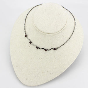 LO4730 - Ruthenium White Metal Necklace with AAA Grade CZ  in Siam