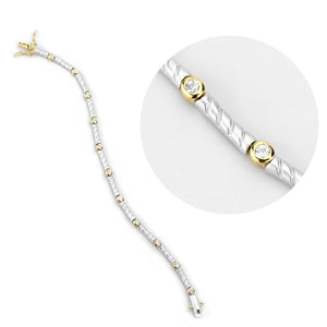 LO4734 - Gold+Rhodium Brass Bracelet with AAA Grade CZ  in Clear