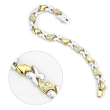 Load image into Gallery viewer, LO4736 - Gold+Rhodium Brass Bracelet with AAA Grade CZ  in Clear
