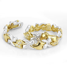 Load image into Gallery viewer, LO4736 - Gold+Rhodium Brass Bracelet with AAA Grade CZ  in Clear