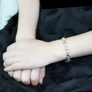 LO4736 - Gold+Rhodium Brass Bracelet with AAA Grade CZ  in Clear