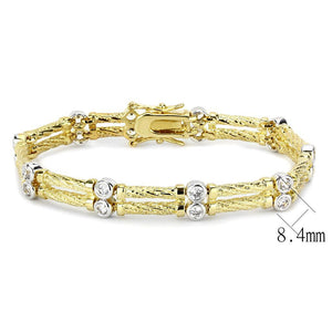 LO4737 - Gold+Rhodium Brass Bracelet with AAA Grade CZ  in Clear