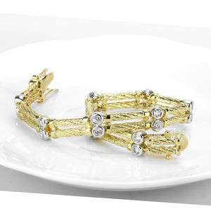 LO4737 - Gold+Rhodium Brass Bracelet with AAA Grade CZ  in Clear