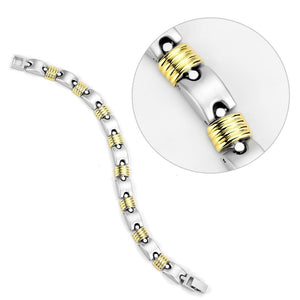 LO4738 - Gold+Rhodium White Metal Bracelet with No Stone