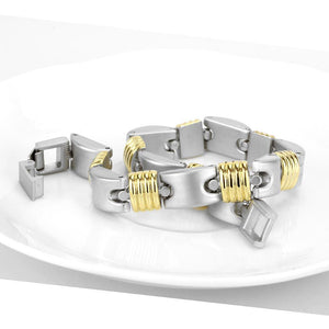 LO4738 - Gold+Rhodium White Metal Bracelet with No Stone