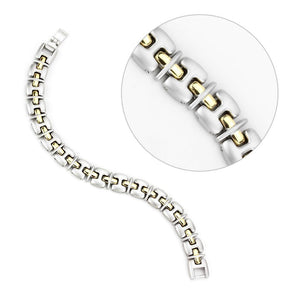 LO4739 - Gold+Rhodium White Metal Bracelet with No Stone