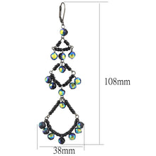 Load image into Gallery viewer, LO628 - Antique Silver Brass Earrings with Top Grade Crystal  in Multi Color