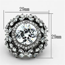 Load image into Gallery viewer, LOA874 - Ruthenium Brass Ring with AAA Grade CZ  in Clear