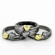 Load image into Gallery viewer, LOA875 - Gold+Ruthenium Brass Ring with AAA Grade CZ  in Clear