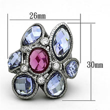 Load image into Gallery viewer, LOA876 - Ruthenium Brass Ring with AAA Grade CZ  in Multi Color
