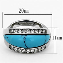 Load image into Gallery viewer, LOA882 - Rhodium Brass Ring with Synthetic Turquoise in Sea Blue