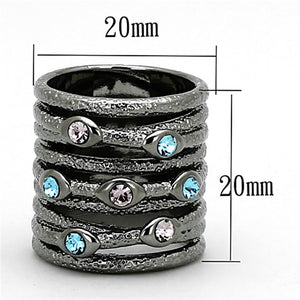 LOA883 - Ruthenium Brass Ring with Top Grade Crystal  in Multi Color