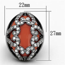 Load image into Gallery viewer, LOA886 - Ruthenium Brass Ring with Synthetic Cat Eye in Orange