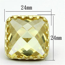 Load image into Gallery viewer, LOA888 - Matte Gold Brass Ring with AAA Grade CZ  in Citrine Yellow