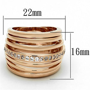 LOA890 - Rose Gold Brass Ring with AAA Grade CZ  in Clear