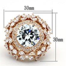 Load image into Gallery viewer, LOA891 - Rose Gold Brass Ring with AAA Grade CZ  in Clear