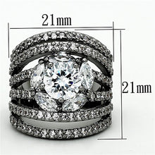 Load image into Gallery viewer, LOA895 - Ruthenium Brass Ring with AAA Grade CZ  in Clear