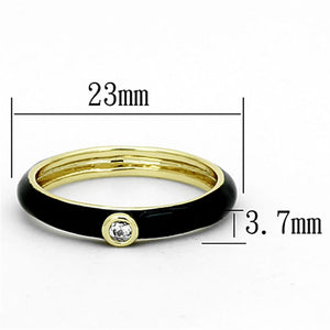 LOA896 - Gold Brass Ring with AAA Grade CZ  in Clear