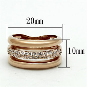LOA900 - Rose Gold Brass Ring with AAA Grade CZ  in Clear