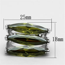 Load image into Gallery viewer, LOA918 - Rhodium Brass Ring with AAA Grade CZ  in Olivine color