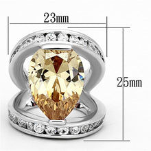 Load image into Gallery viewer, LOA922 - Rhodium Brass Ring with AAA Grade CZ  in Champagne