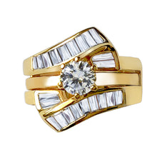 Load image into Gallery viewer, LOAS1373 - Sterling Silver 925 ring set with gold plating in AAA grade CZ ships in one day