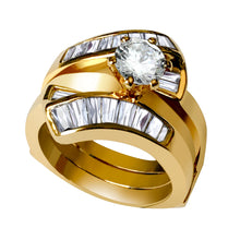 Load image into Gallery viewer, LOAS1373 - Sterling Silver 925 ring set with gold plating in AAA grade CZ ships in one day