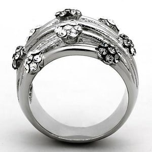 LOATK1372 - High polished (no plating) Stainless Steel Ring with Epoxy  in Jet