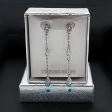 Load image into Gallery viewer, LOS001 - Rhodium 925 Sterling Silver Earrings with Genuine Stone  in London Blue
