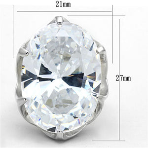 LOS668 - Silver 925 Sterling Silver Ring with AAA Grade CZ  in Clear