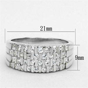 LOS707 - Silver 925 Sterling Silver Ring with AAA Grade CZ  in Clear