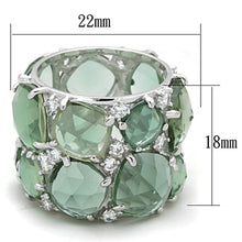 Load image into Gallery viewer, LOS764 - Rhodium 925 Sterling Silver Ring with Synthetic Synthetic Glass in Emerald