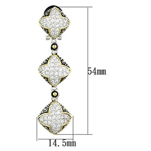 LOS777 - Reverse Two-Tone 925 Sterling Silver Earrings with AAA Grade CZ  in Clear